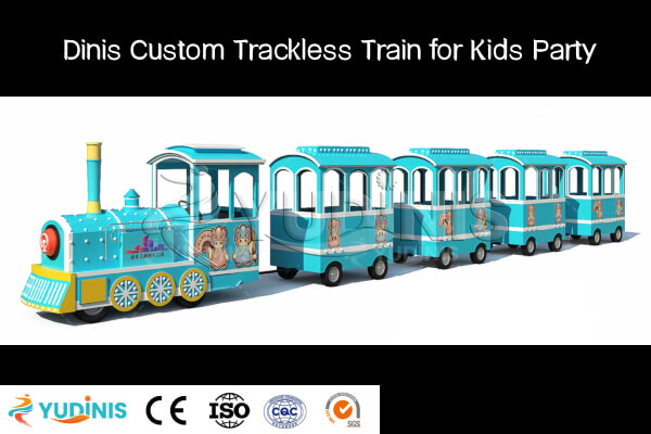 Custom Blue Electric Trackless Kiddie Party Train Ride